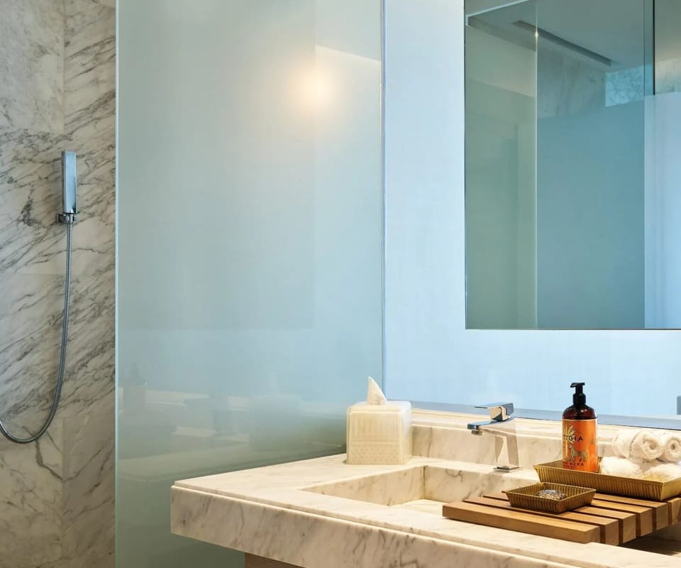Refresh each day in a spa-like marble vanity bath.