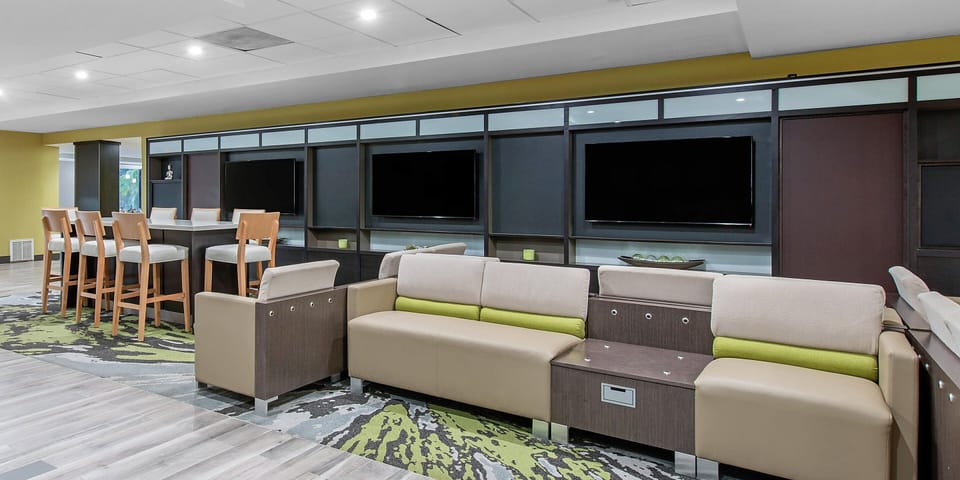 Kick back together with big-screen viewing and comfy couches.