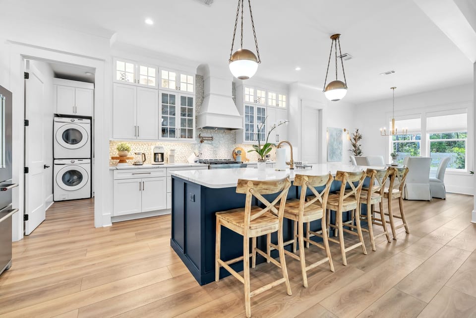 Fully stocked gourmet kitchen 