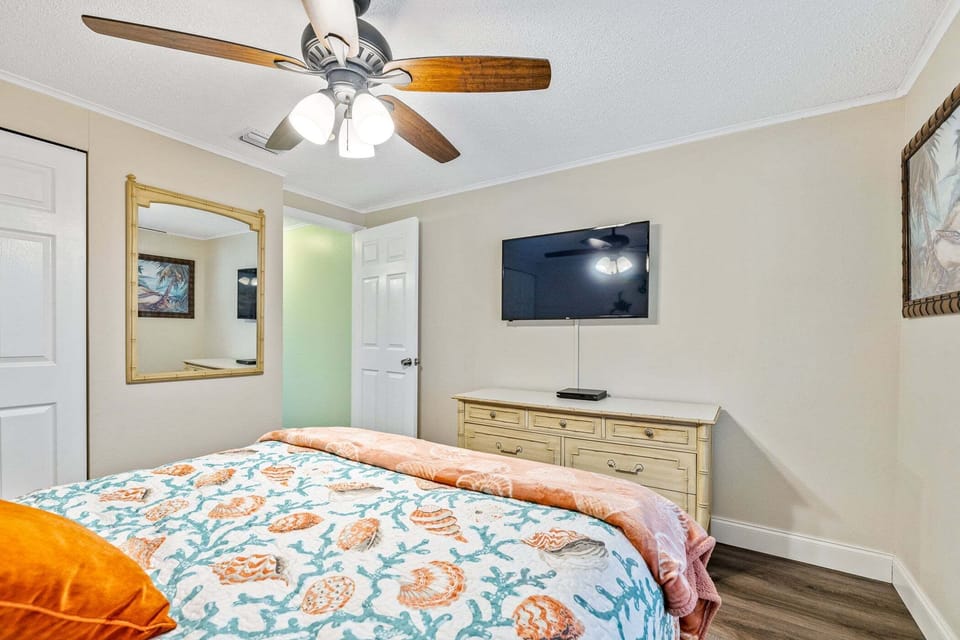 Unwind with a Smart TV, cozy furnishings, and a peaceful retreat for restful nights.