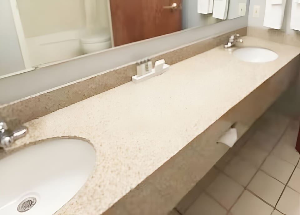 Freshen up easily at the spacious double vanity.
