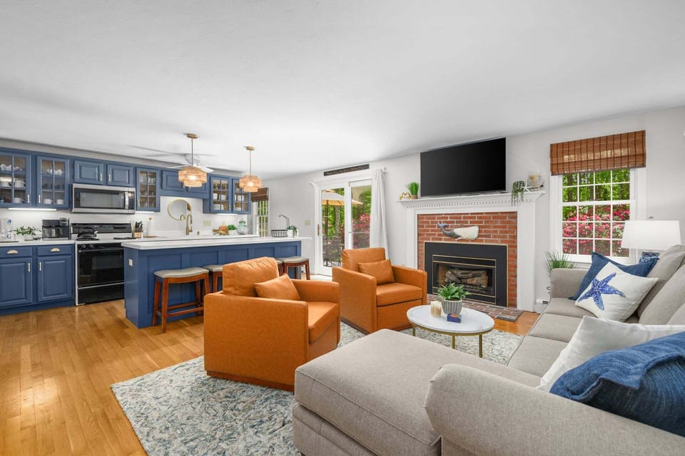 Family room looking into kitchen