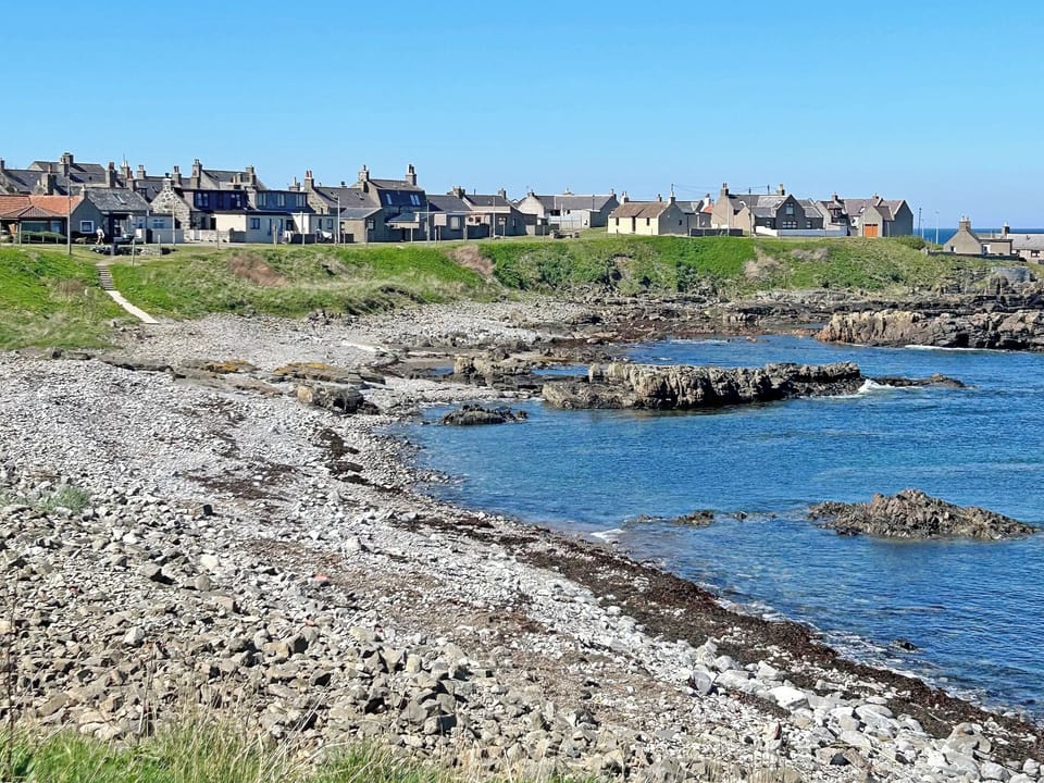 View from the shore. this is a 10-20 second walk away | Broadsea Cottage, Fraserburgh