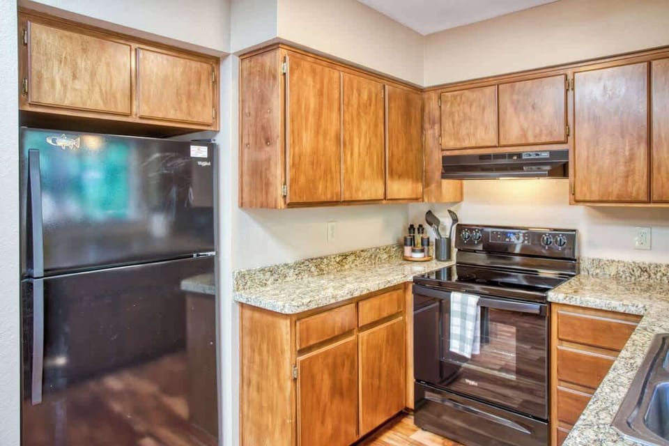 Fully equipped kitchen with everything needed to prepare meals during your stay.