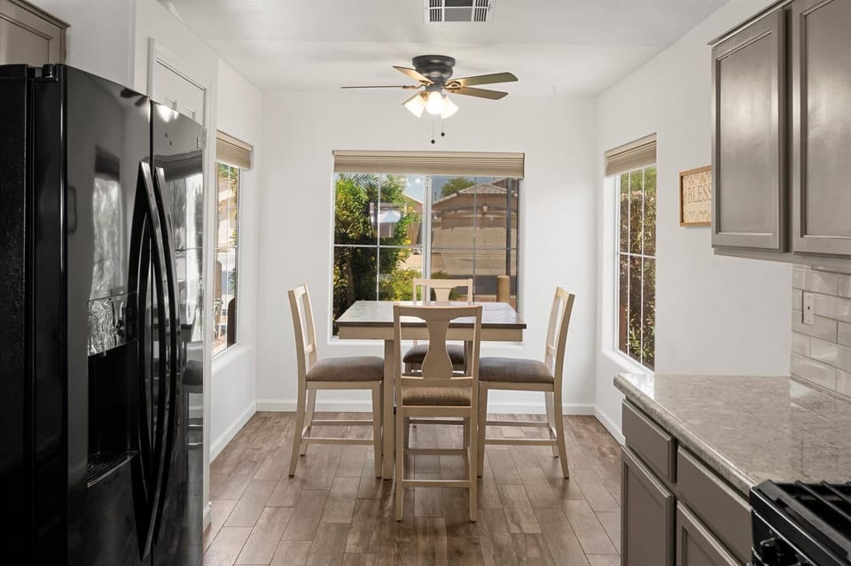 Enjoy family dinners, takeout nights, or morning coffee together in the comfortable dining space.
