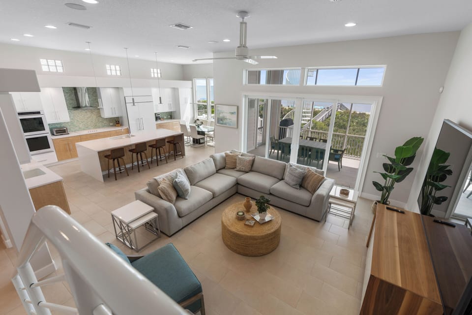 The main living space resides on the second level !