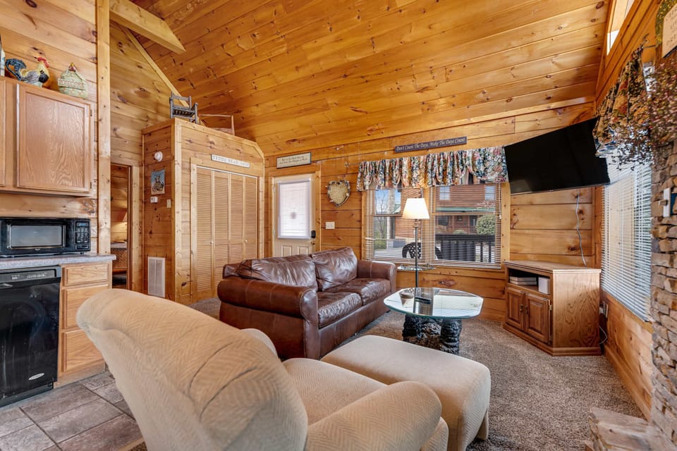 Warm wood accents and vibrant decor create the perfect gathering spot for fun!