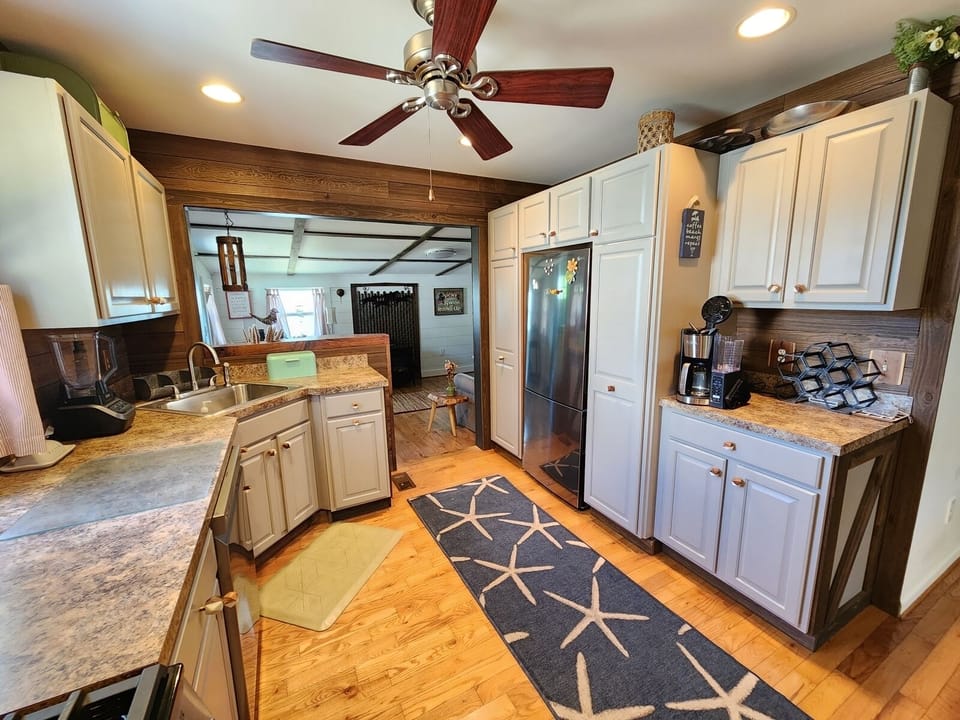 The kitchen is fully equipped for all your cooking needs.