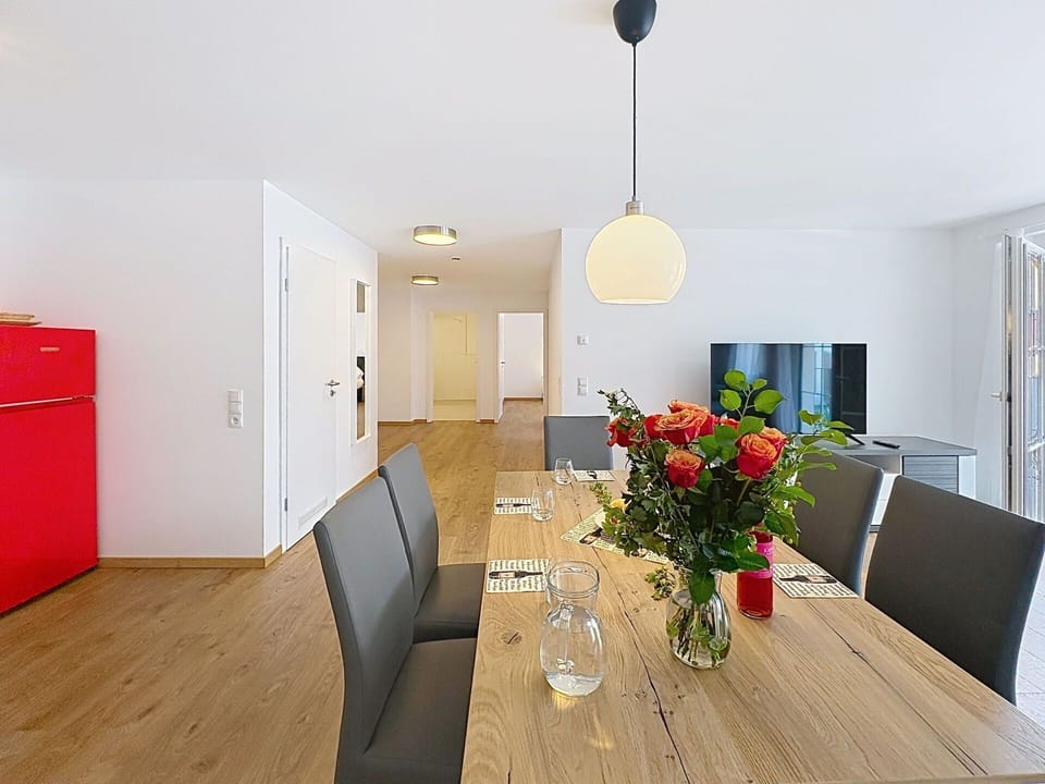 Interior Design, Furniture, Flooring, Floor, Ceiling, Wood, Room, Kitchen & Dining Room Table, Table, Dining Room