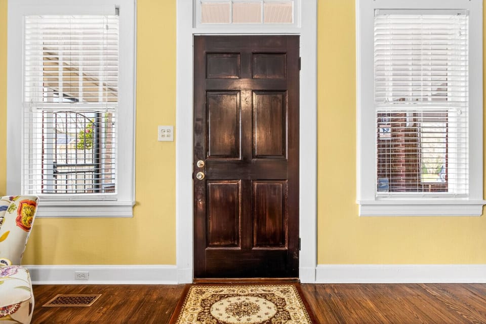 Entrance | Solid Wood Door | Double Windows & Interior Access