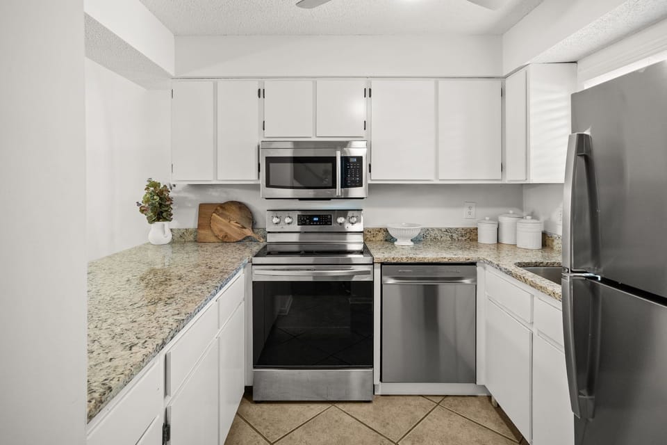 Kitchen with stainless steel appliances