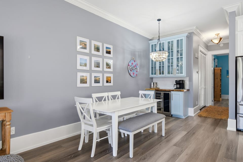 Open dining room for the family dinners.
