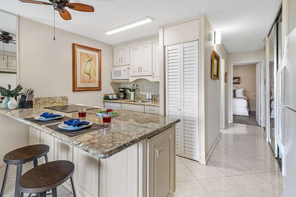 Kitchen featuring ample counter space for meal preparation