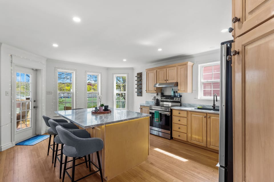 Spacious kitchen designed for entertaining, meal prep, and extended stays