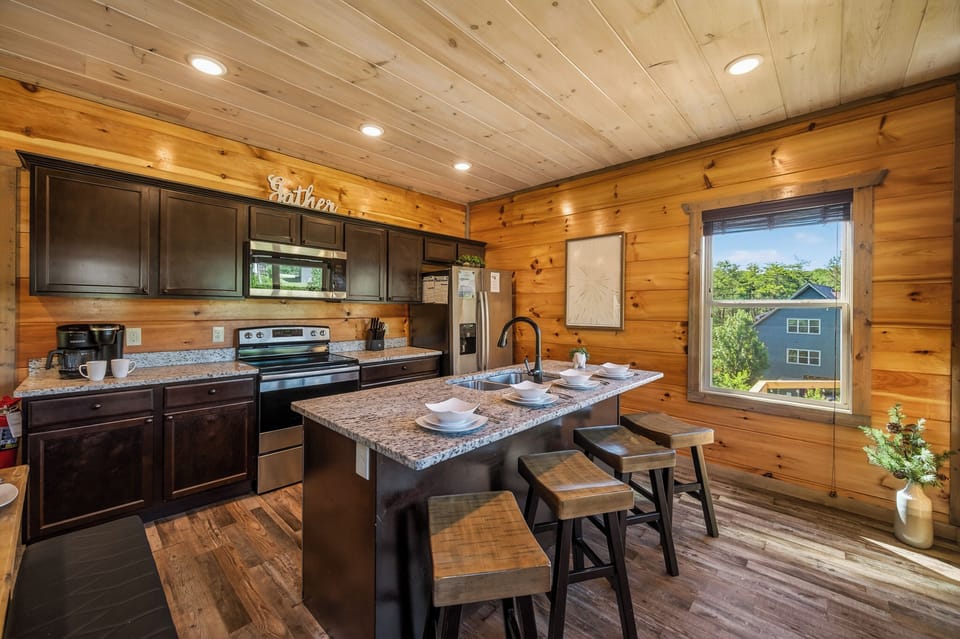 Kitchen with bar seating
