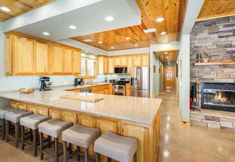 Kitchen with island dining