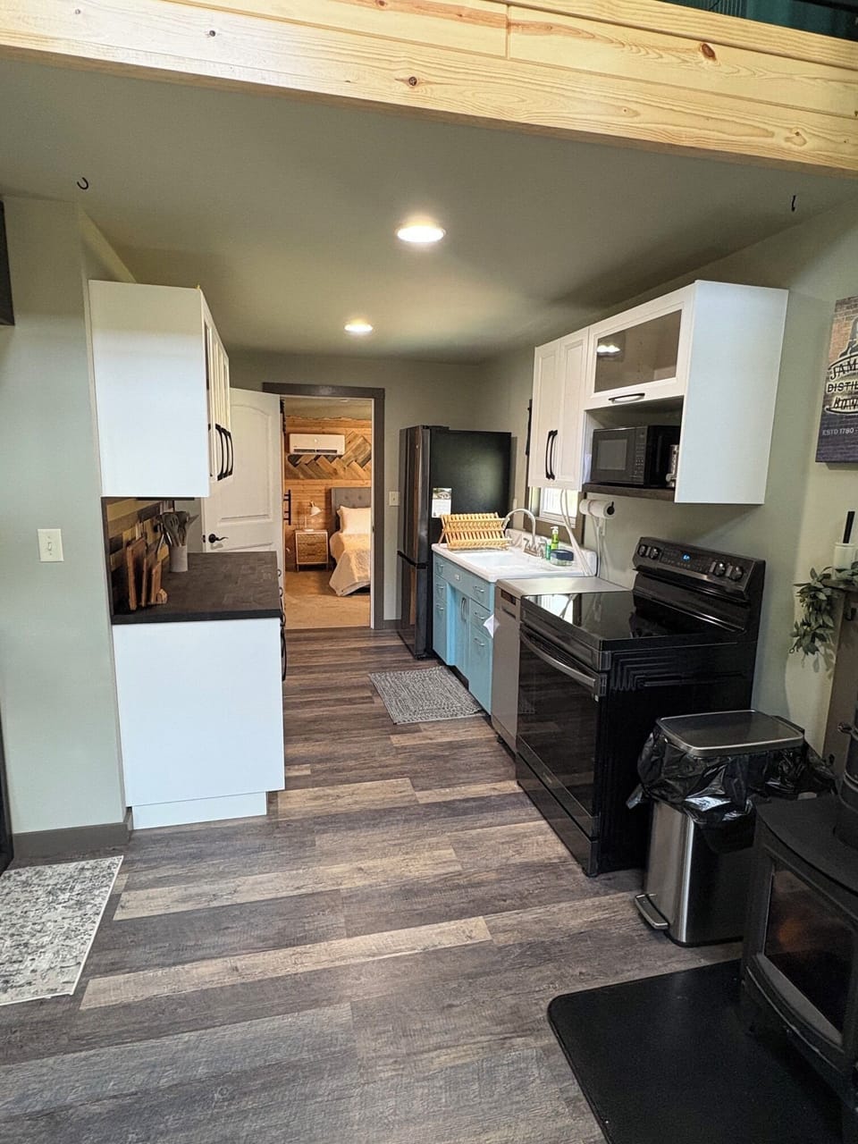Small, full kitchen with the world's cutest portable dishwasher!