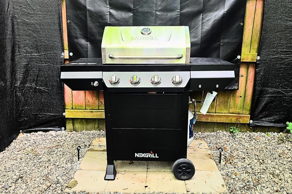 Private outdoor gas grill setup for easy backyard cookouts