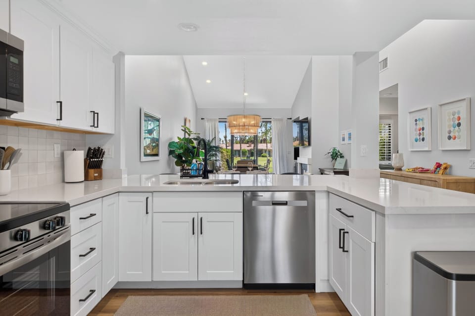 Stunning kitchen views looking out over the breakfast bar and great room.