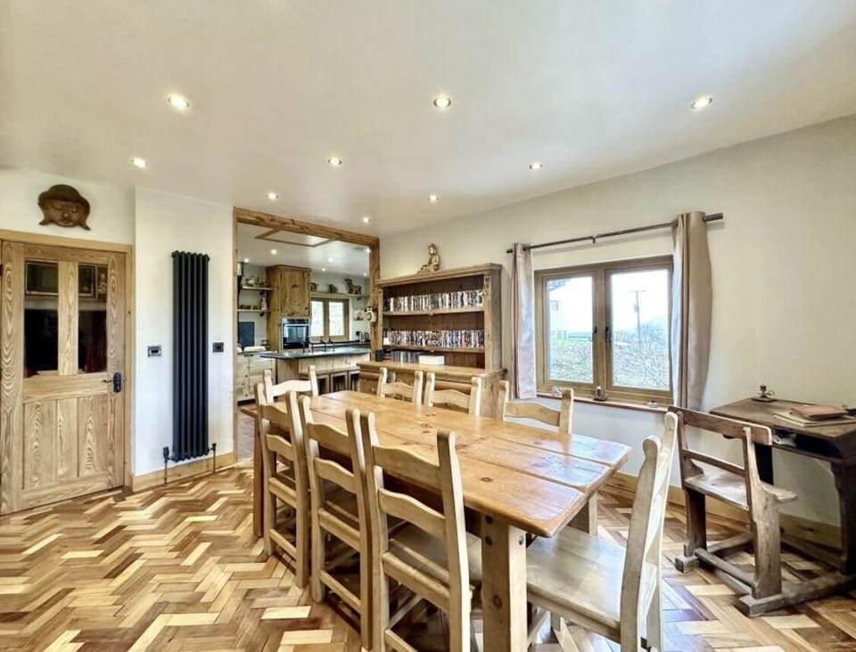 large dining room table with panoramic views