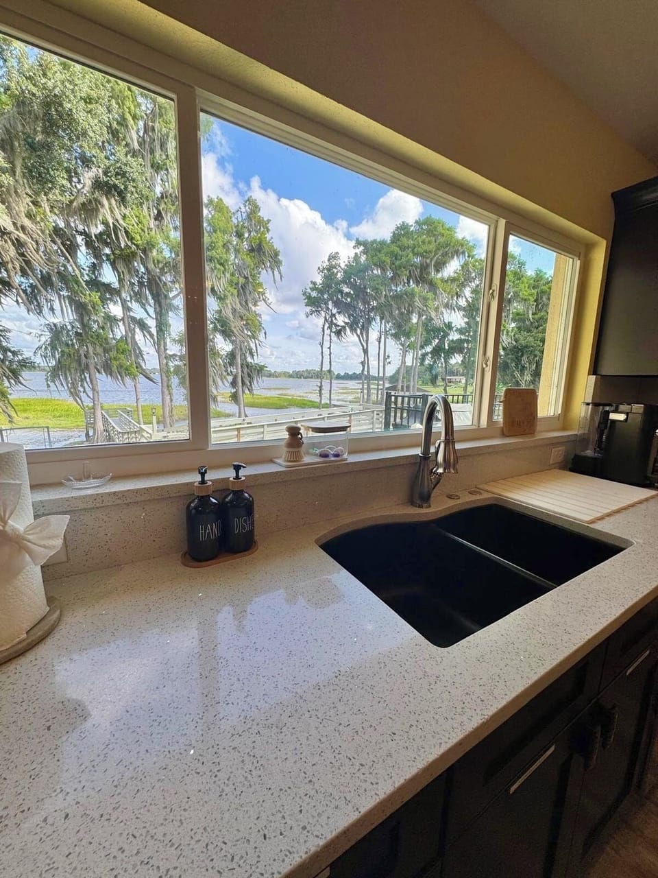 Enjoy the view sipping a cup of gourmet coffee from the coffee bar