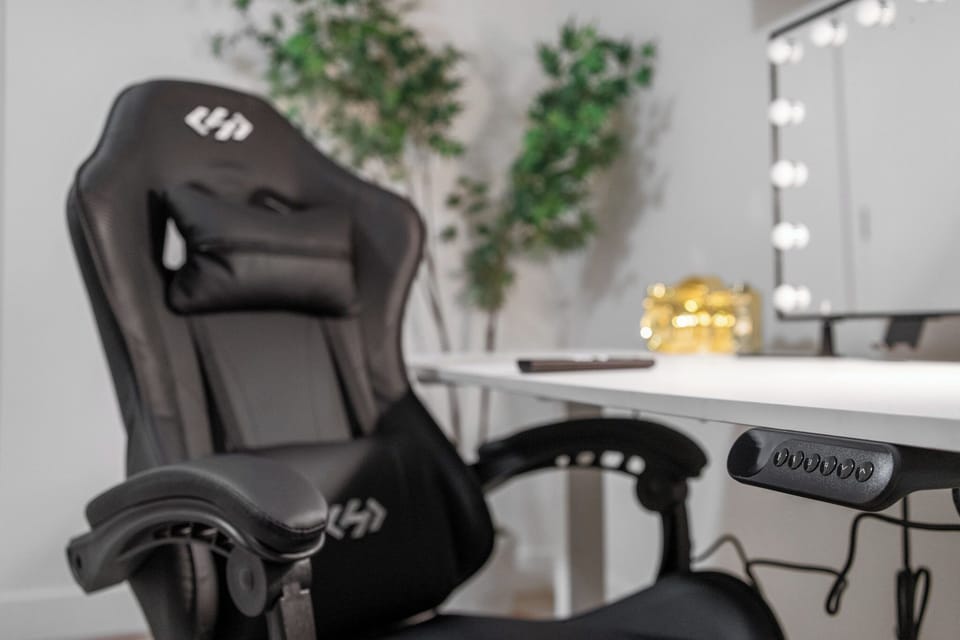 Comfortable desk setup for remote work or study sessions.