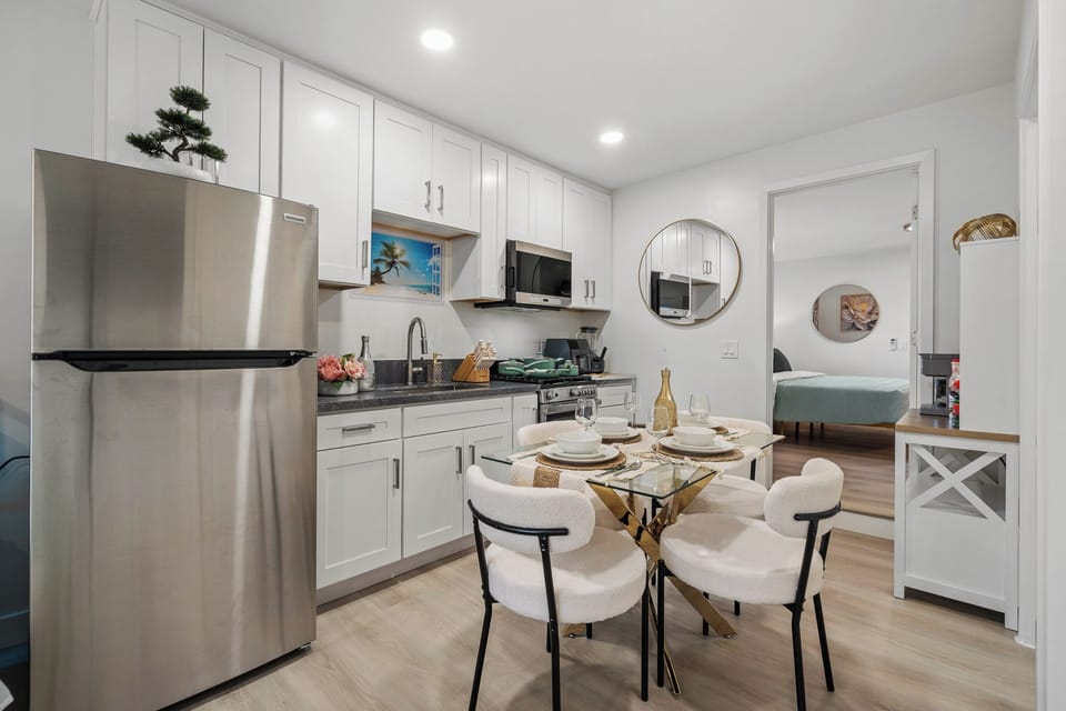 Enjoy home-cooked meals in the stylish dining space.