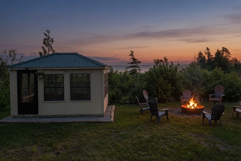 Enjoy a campfire at sunset