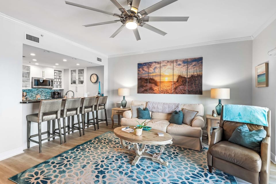 Living room with queen sleeper sofa