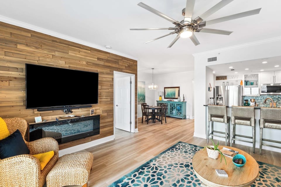 Relax with a movie on the large flat-screen TV