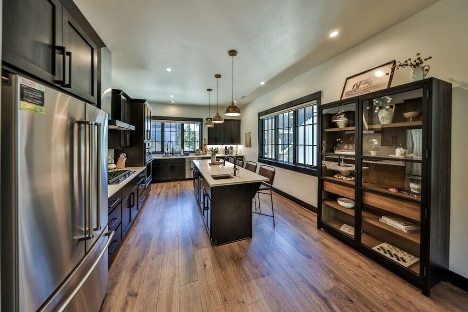 Huge gourmet kitchen with bar seating