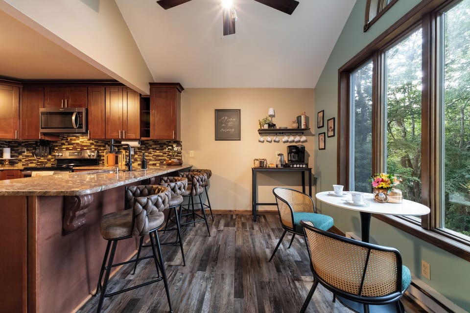 Step into this space, complete with an open kitchen and an entrance that features a guest favorite: The coffee bar!