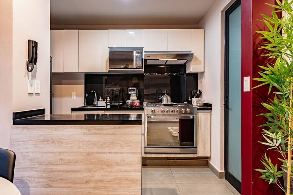 Sleek kitchen ready for your morning coffee or a full home-cooked meal.
