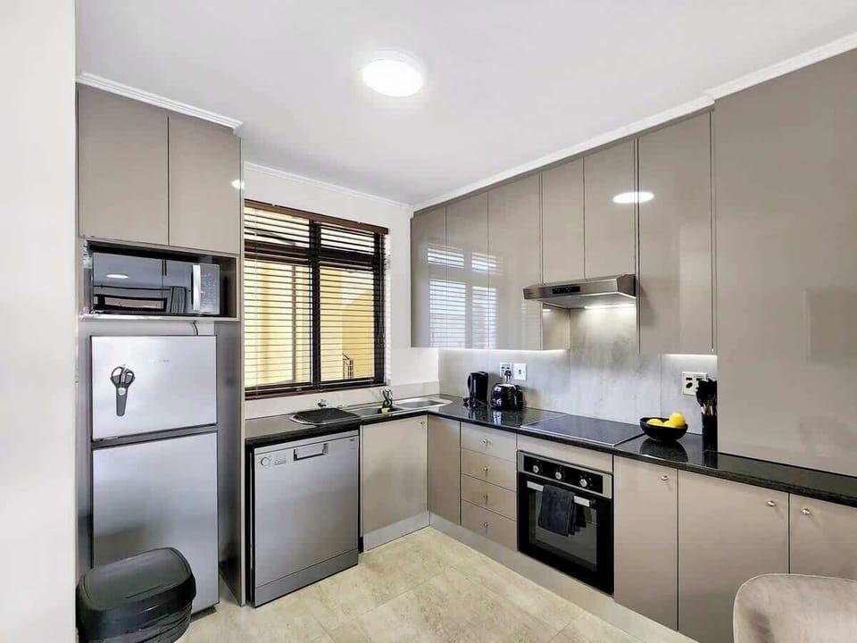 As you enter the  apartment you will find the kitchen to your left. It is equipped with everything you need. Fridge, freezer, dishwasher, washing machine, oven, stove, hob, microwave, coffee, tea, sugar, milk, salt, pepper, coffee plunger. cutlery. 