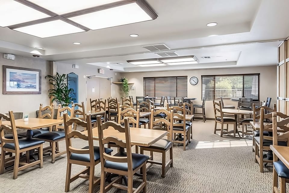 Gather for a relaxed breakfast in a bright, airy dining room.
