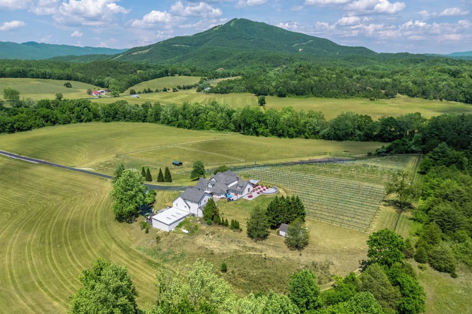 Aerial view of the private countryside escape