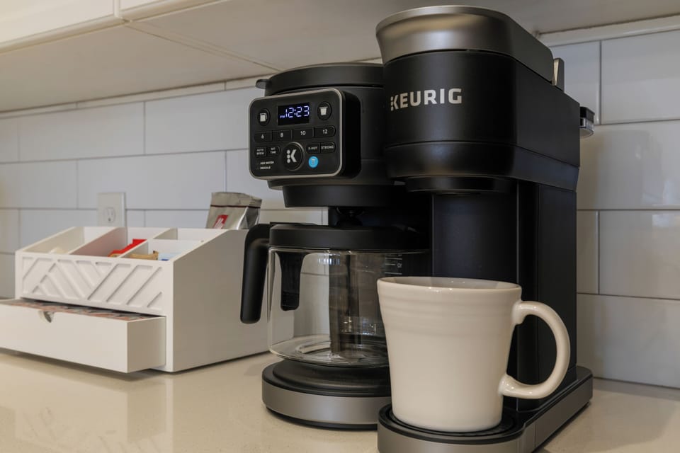 Drip coffee, Keurig and tea to get you started on the first day! 