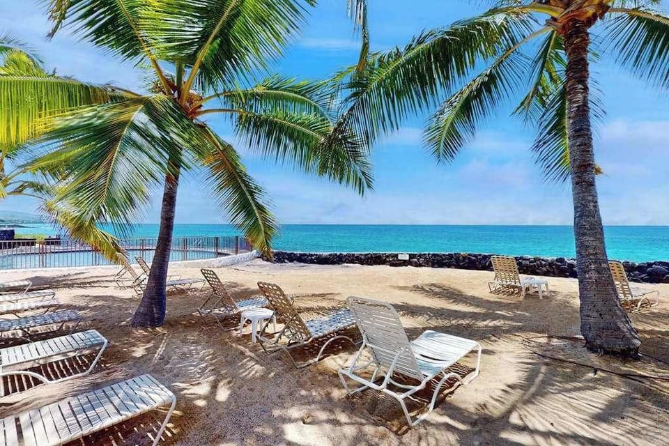 Private Oceanfront Beach Area with Loungers & Palm Shade