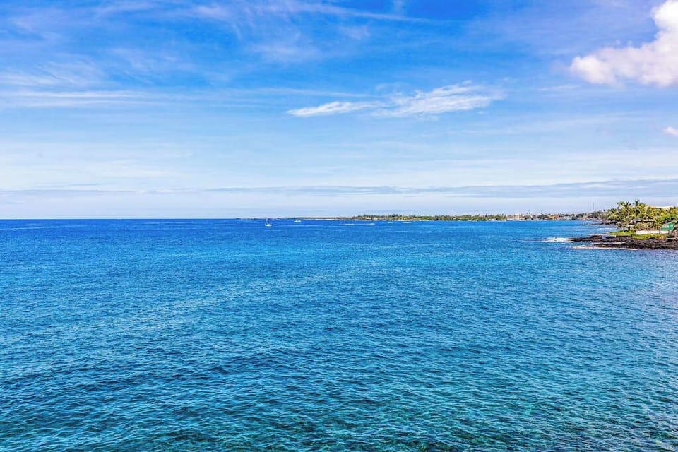 Panoramic Horizon View of Deep Blue Waters & Clear Skies