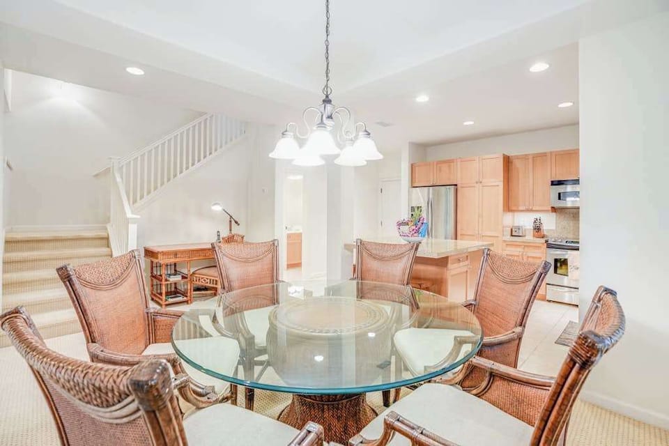 Large dining room table for all of the family meals from home.