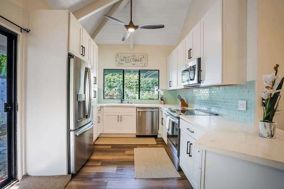 Fully remodeled kitchen with new stainless steel appliances.