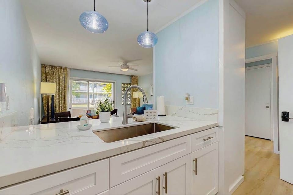 Open kitchen overlooking the living area
