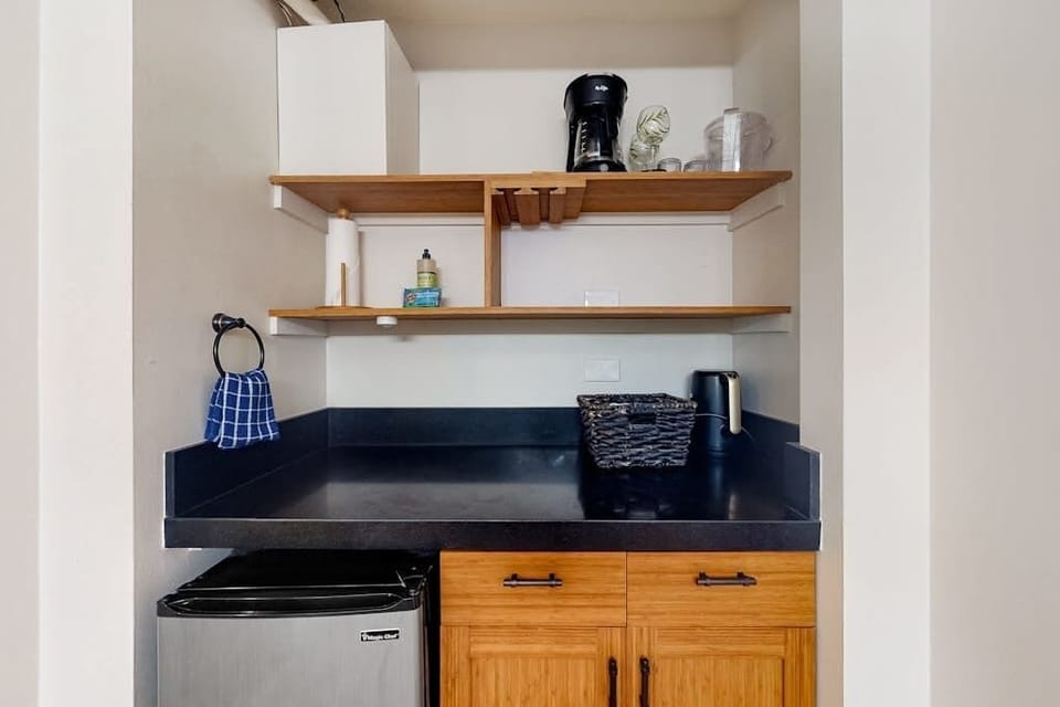 Convenient coffee station keeps your favorite morning drinks within reach