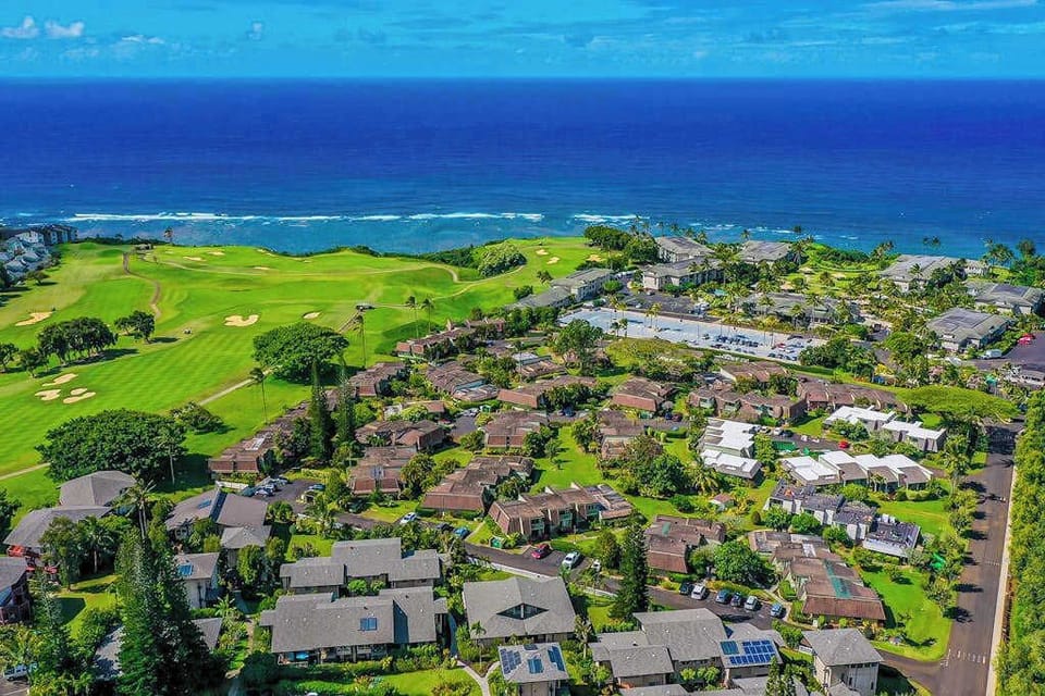 Breathtaking Aerial View of Oceanfront Resort & Coastal Golf Course