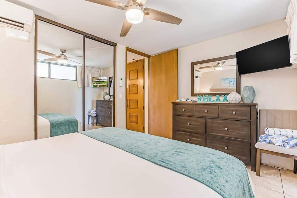 Enjoy a relaxing retreat with thoughtful furnishings and ample storage space.