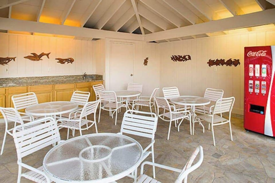 Unwind in the covered resort courtyard, with plenty of seating and refreshments conveniently available nearby