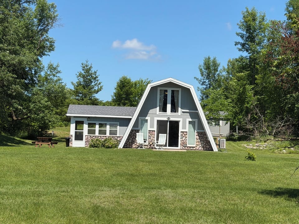 lake-facing side of cabin
