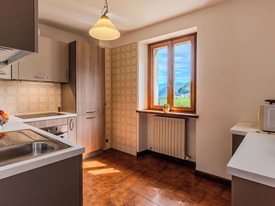 Interior Design, Flooring, Kitchen, Wood, Ceiling, Countertop, Room, Cabinetry, Furniture, Kitchen Appliance