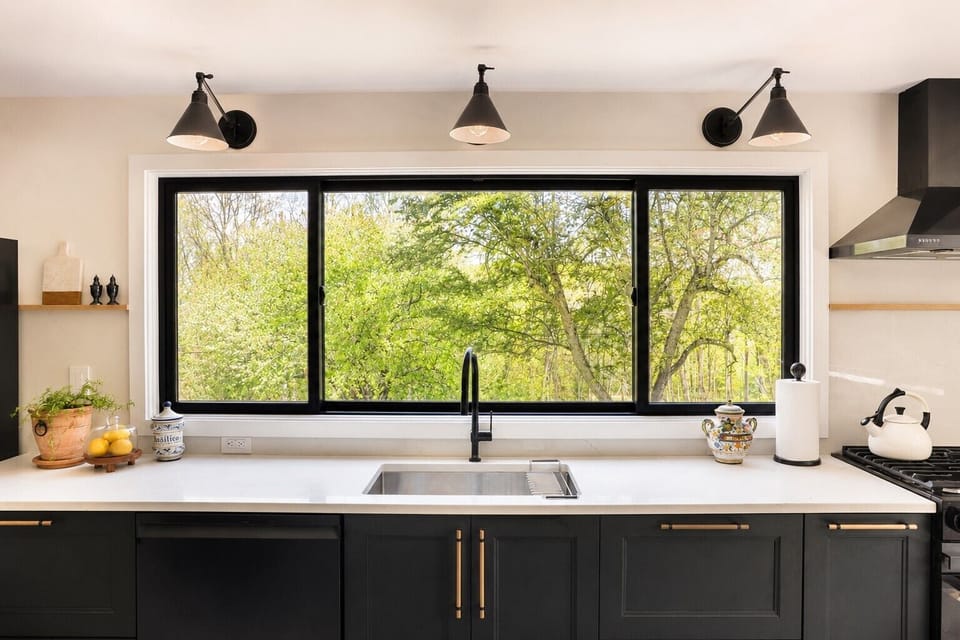 Enjoy peaceful, tree-filled views while cooking, gathering, or easing into the day