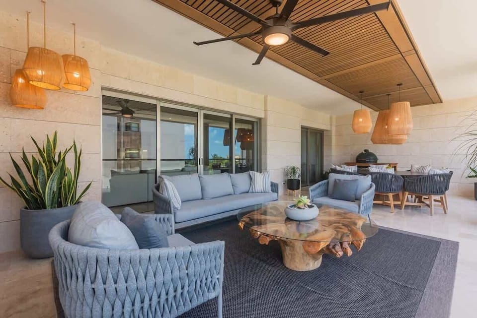 Unwind in the stylish open-air lounge, perfect for cocktails and evening conversations.